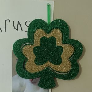 Shamrock Decor Door Home Glitter Hanging Sign St Patricks Day Decoration Irish